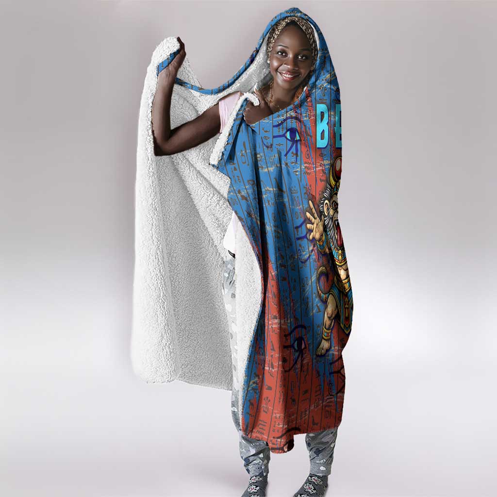 Bes Hooded Blanket Ancient Egyptian Hieroglyphs and Sacred Symbols Ancient Myth - African Pride
