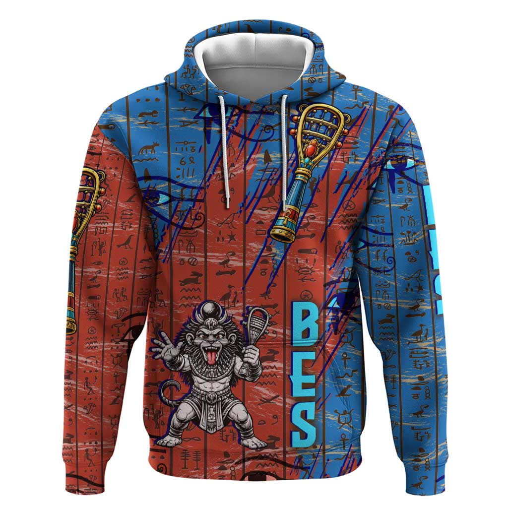 Bes Hoodie Ancient Egyptian Hieroglyphs and Sacred Symbols Ancient Myth - African Pride