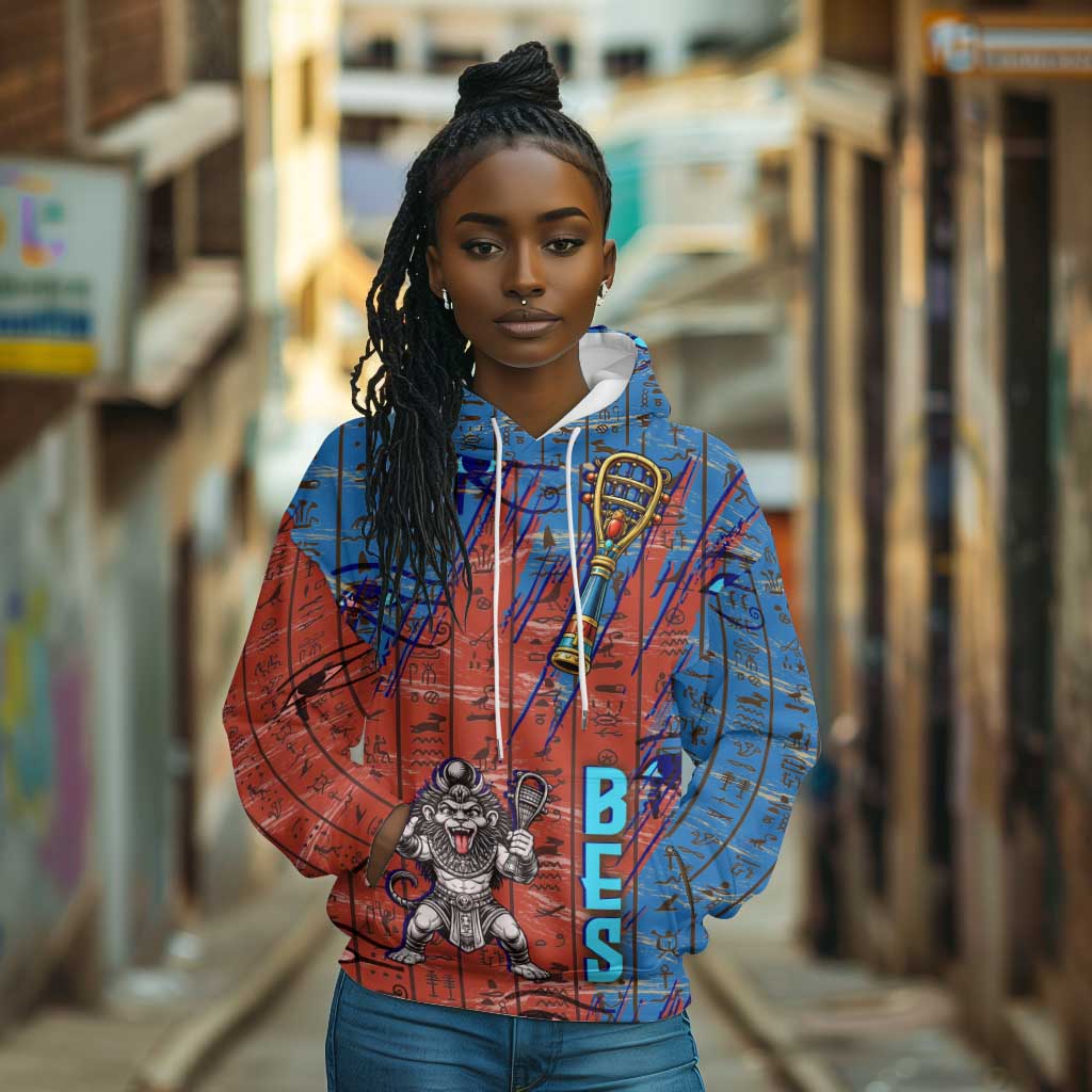 Bes Hoodie Ancient Egyptian Hieroglyphs and Sacred Symbols Ancient Myth - African Pride