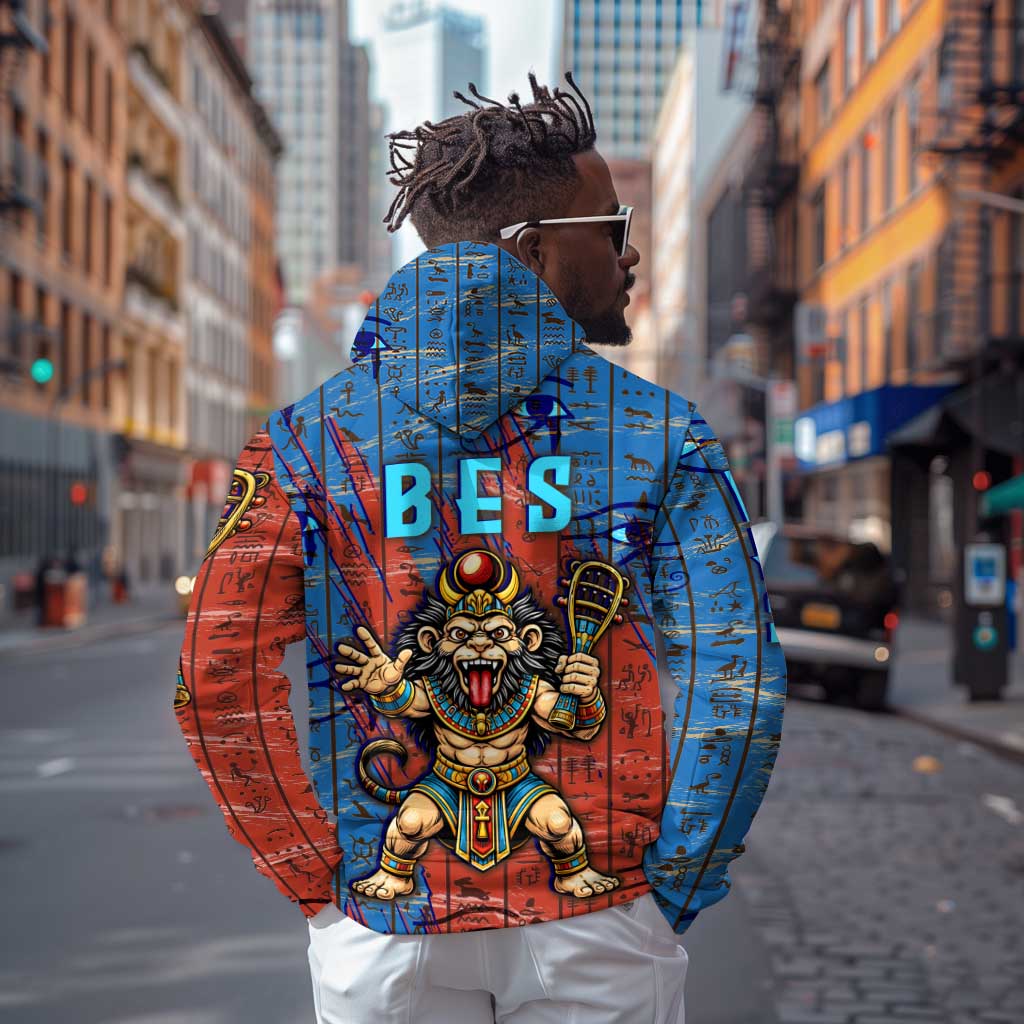 Bes Hoodie Ancient Egyptian Hieroglyphs and Sacred Symbols Ancient Myth - African Pride