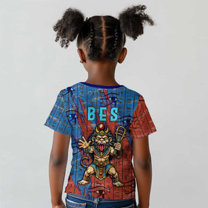 Bes Kid T shirt Ancient Egyptian Hieroglyphs and Sacred Symbols Ancient Myth - African Pride