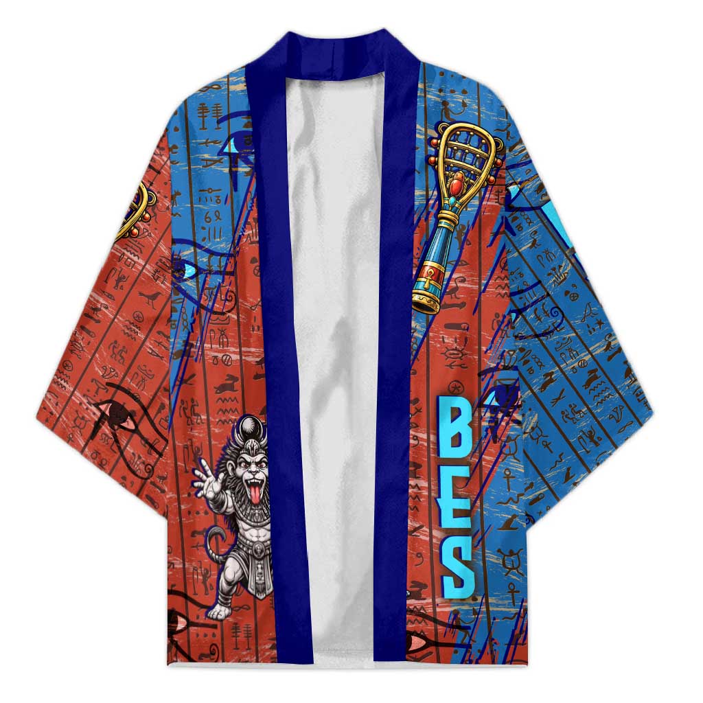 Bes Kimono Ancient Egyptian Hieroglyphs and Sacred Symbols Ancient Myth - African Pride