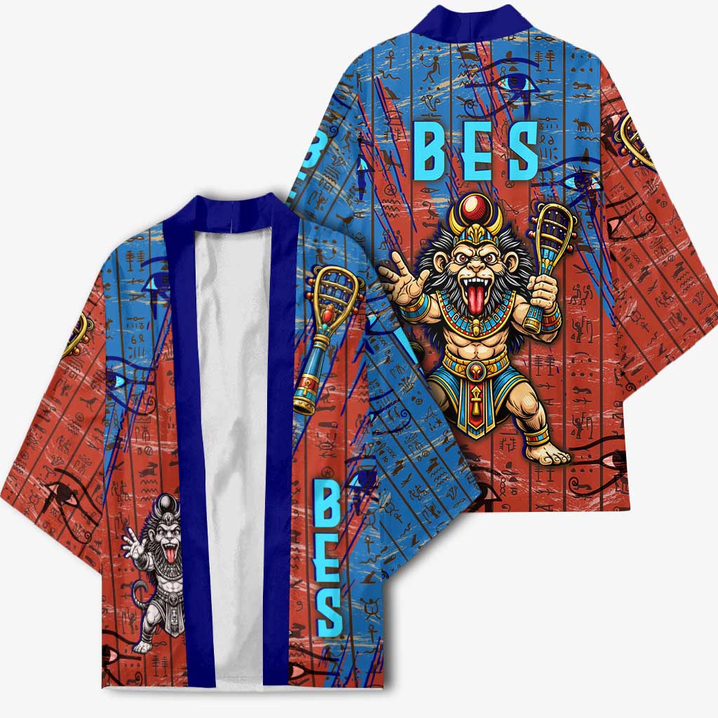Bes Kimono Ancient Egyptian Hieroglyphs and Sacred Symbols Ancient Myth - African Pride