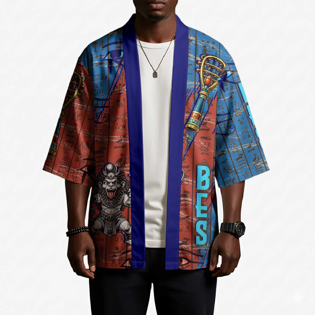 Bes Kimono Ancient Egyptian Hieroglyphs and Sacred Symbols Ancient Myth - African Pride