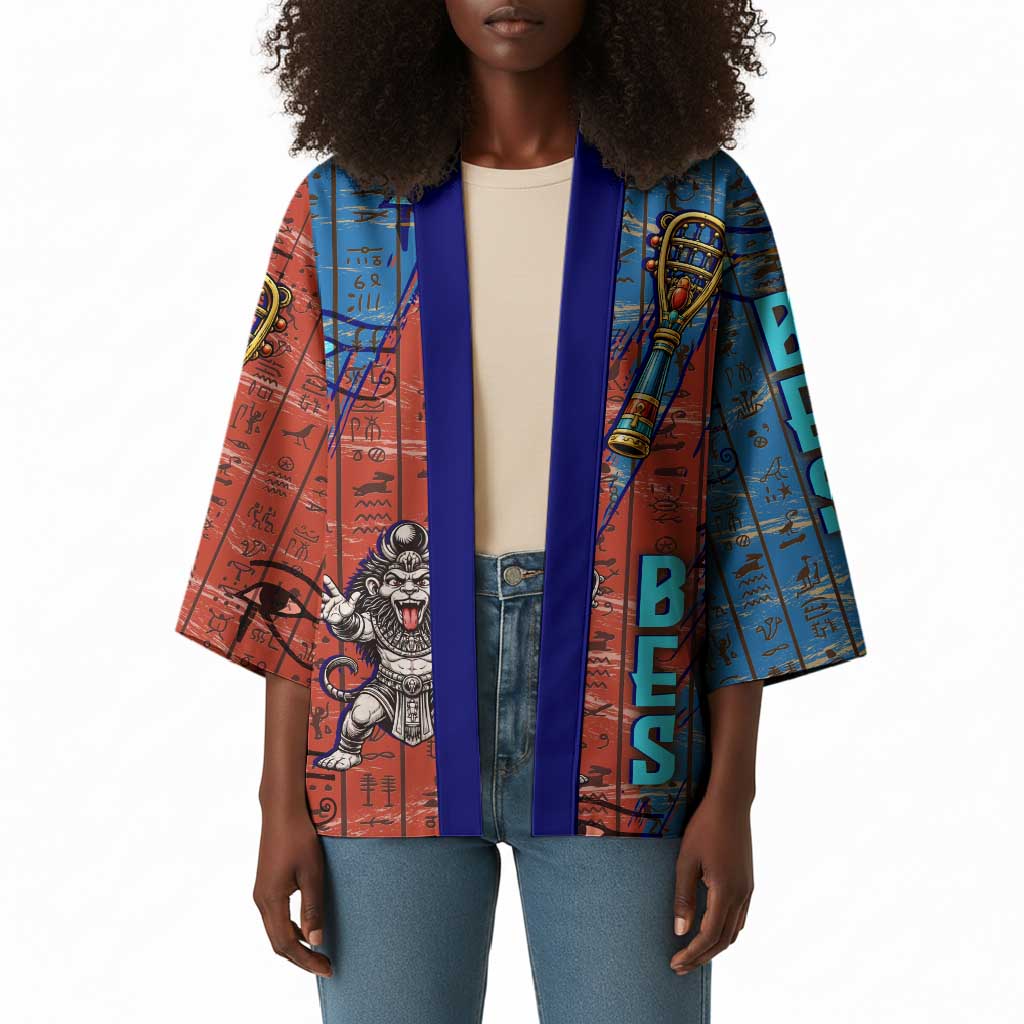 Bes Kimono Ancient Egyptian Hieroglyphs and Sacred Symbols Ancient Myth - African Pride