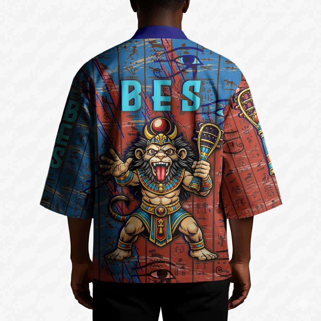 Bes Kimono Ancient Egyptian Hieroglyphs and Sacred Symbols Ancient Myth - African Pride