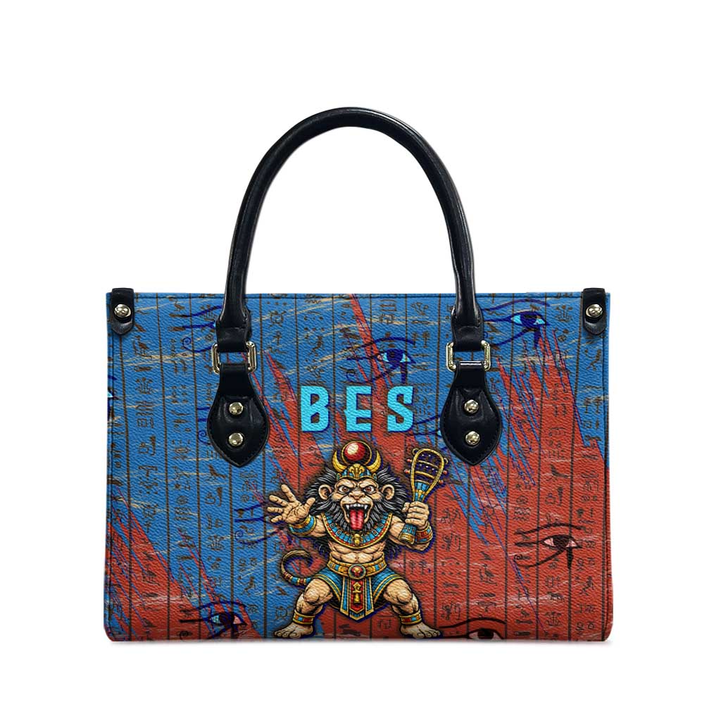 Bes Leather Bag Ancient Egyptian Hieroglyphs and Sacred Symbols Ancient Myth - African Pride