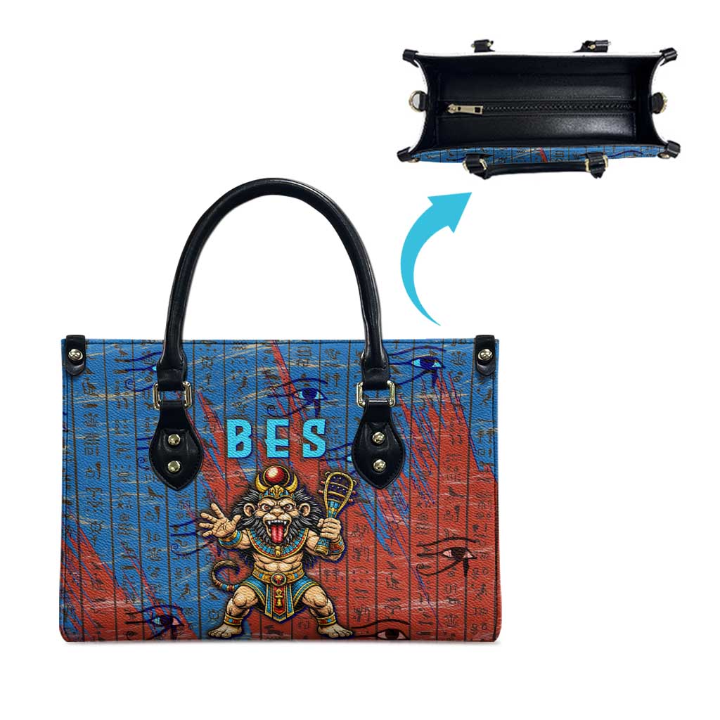 Bes Leather Bag Ancient Egyptian Hieroglyphs and Sacred Symbols Ancient Myth - African Pride