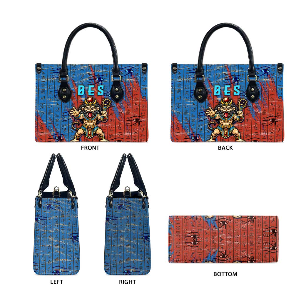 Bes Leather Bag Ancient Egyptian Hieroglyphs and Sacred Symbols Ancient Myth - African Pride