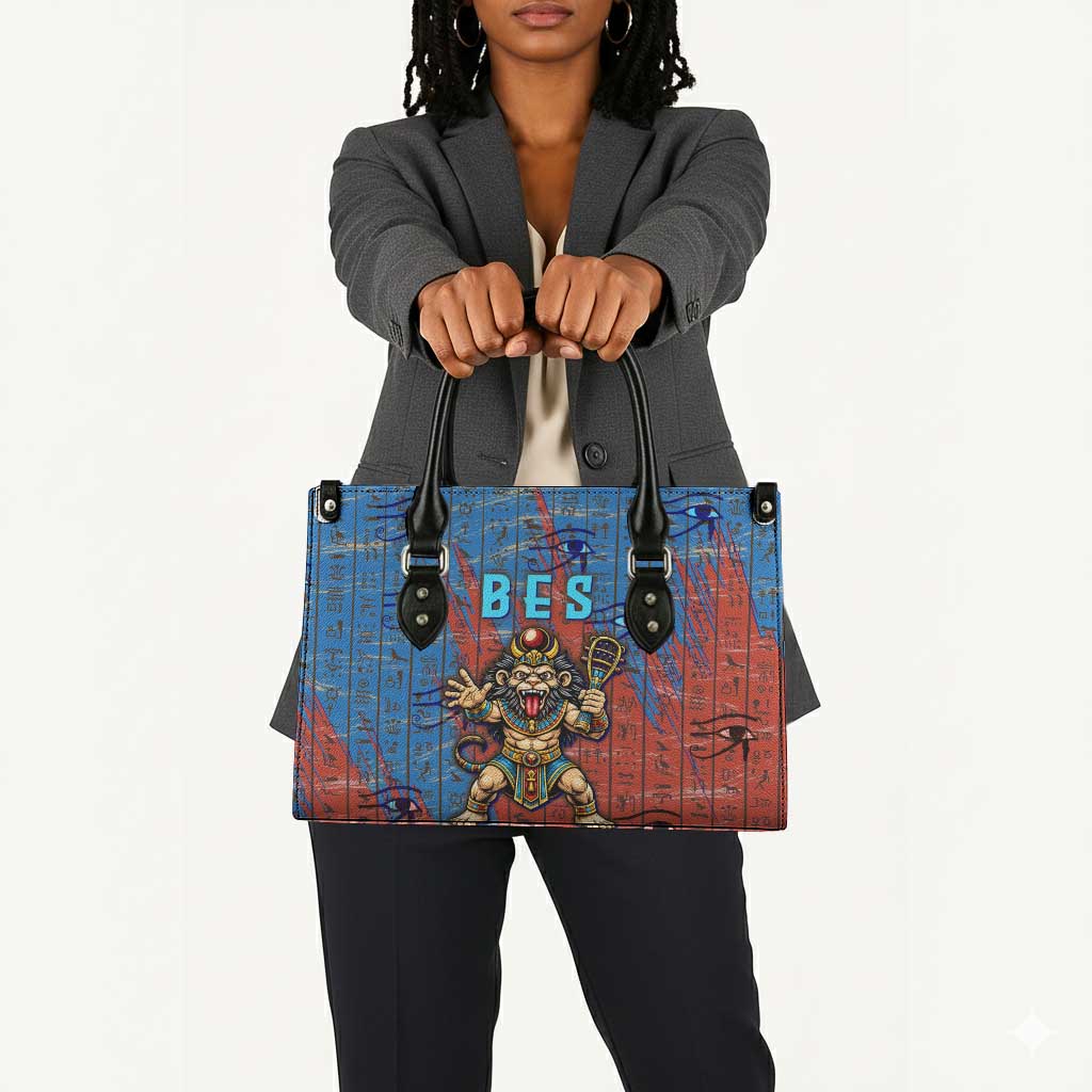 Bes Leather Bag Ancient Egyptian Hieroglyphs and Sacred Symbols Ancient Myth - African Pride