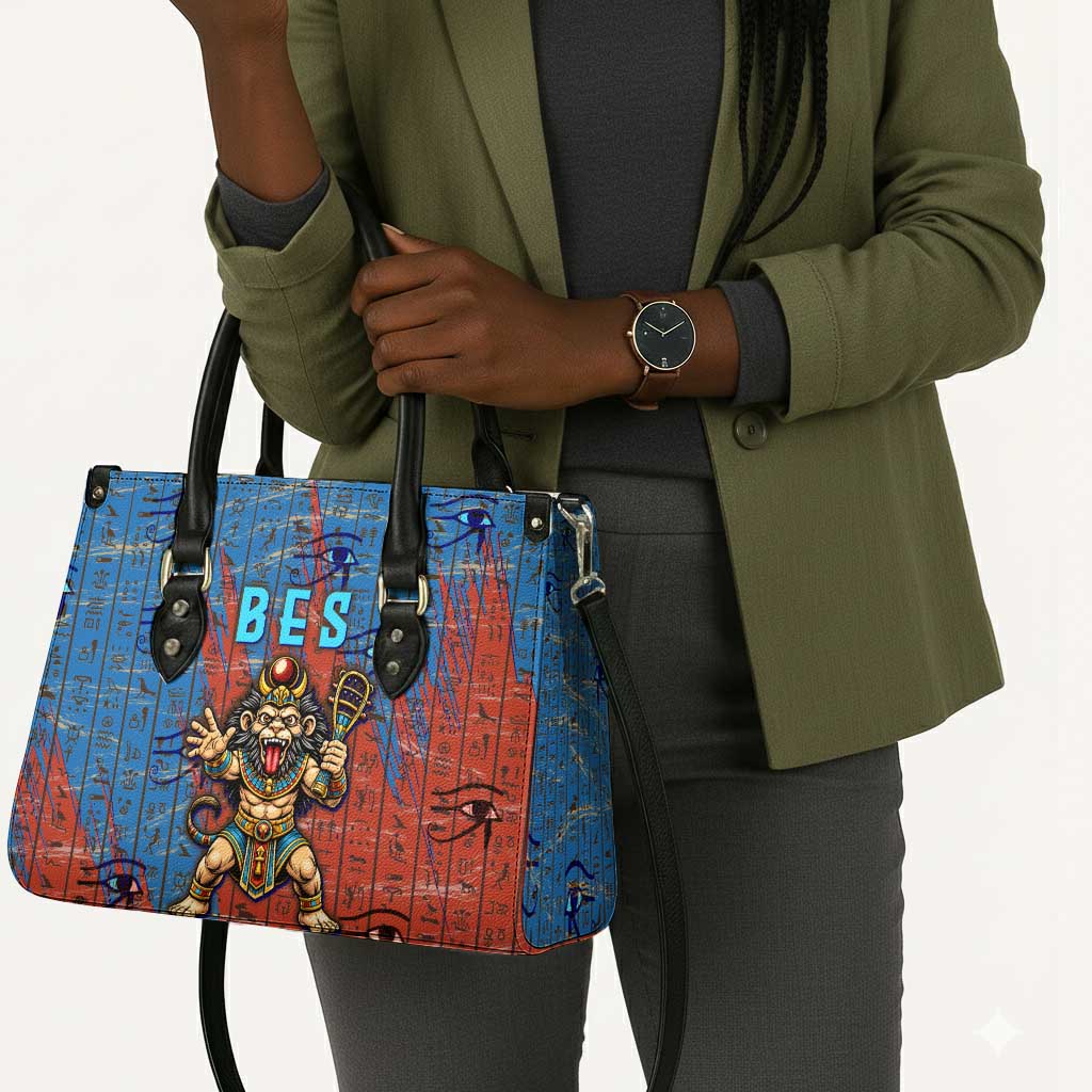 Bes Leather Bag Ancient Egyptian Hieroglyphs and Sacred Symbols Ancient Myth - African Pride