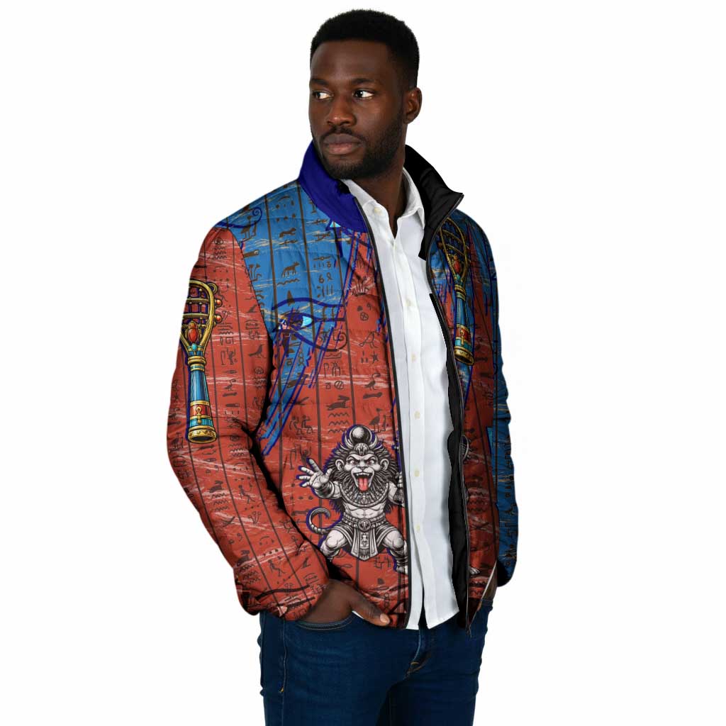 Bes Padded Jacket Ancient Egyptian Hieroglyphs and Sacred Symbols Ancient Myth - African Pride