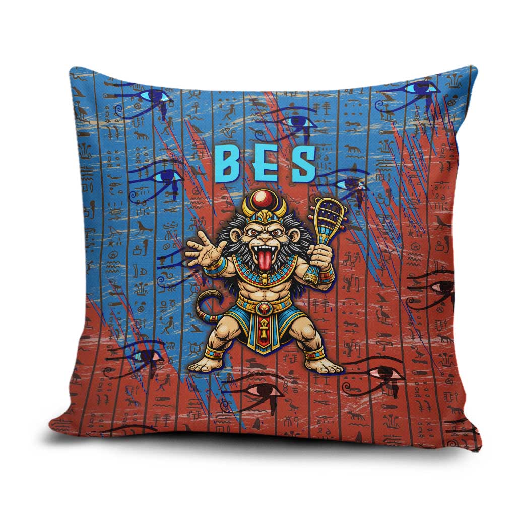 Bes Pillow Cover Ancient Egyptian Hieroglyphs and Sacred Symbols Ancient Myth - African Pride