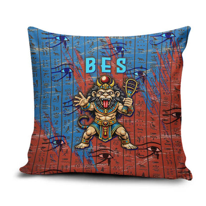 Bes Pillow Cover Ancient Egyptian Hieroglyphs and Sacred Symbols Ancient Myth - African Pride