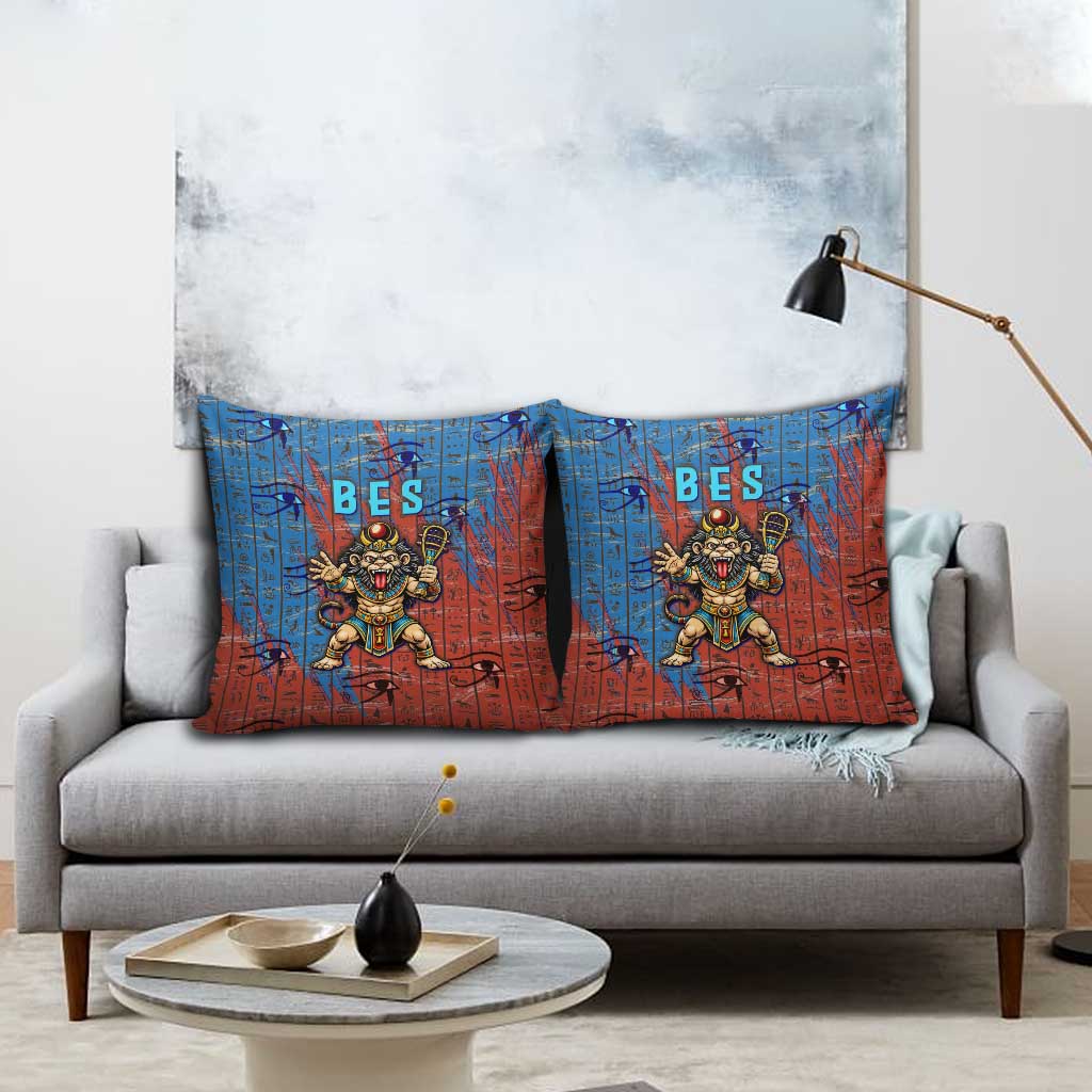 Bes Pillow Cover Ancient Egyptian Hieroglyphs and Sacred Symbols Ancient Myth - African Pride