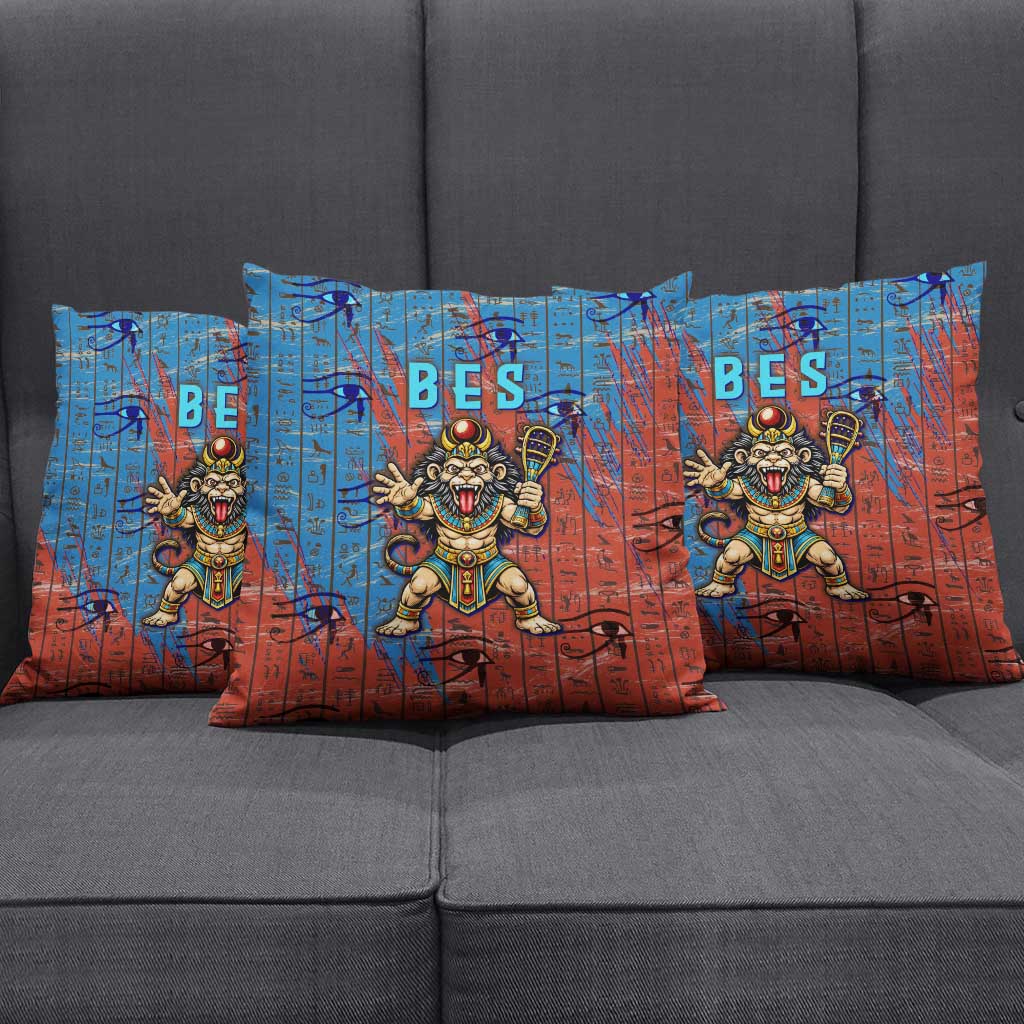 Bes Pillow Cover Ancient Egyptian Hieroglyphs and Sacred Symbols Ancient Myth - African Pride