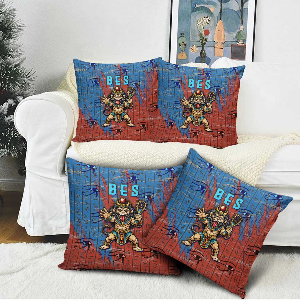 Bes Pillow Cover Ancient Egyptian Hieroglyphs and Sacred Symbols Ancient Myth - African Pride
