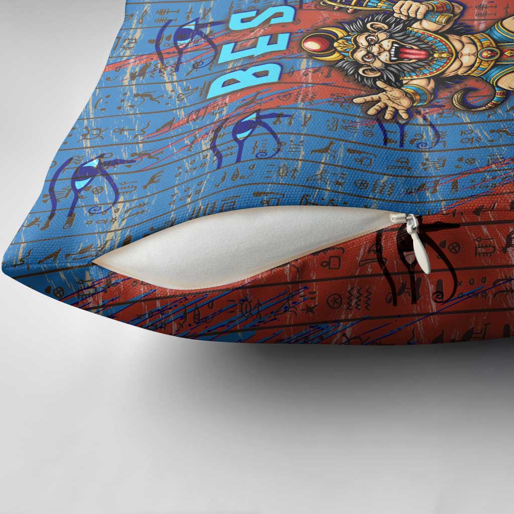 Bes Pillow Cover Ancient Egyptian Hieroglyphs and Sacred Symbols Ancient Myth - African Pride