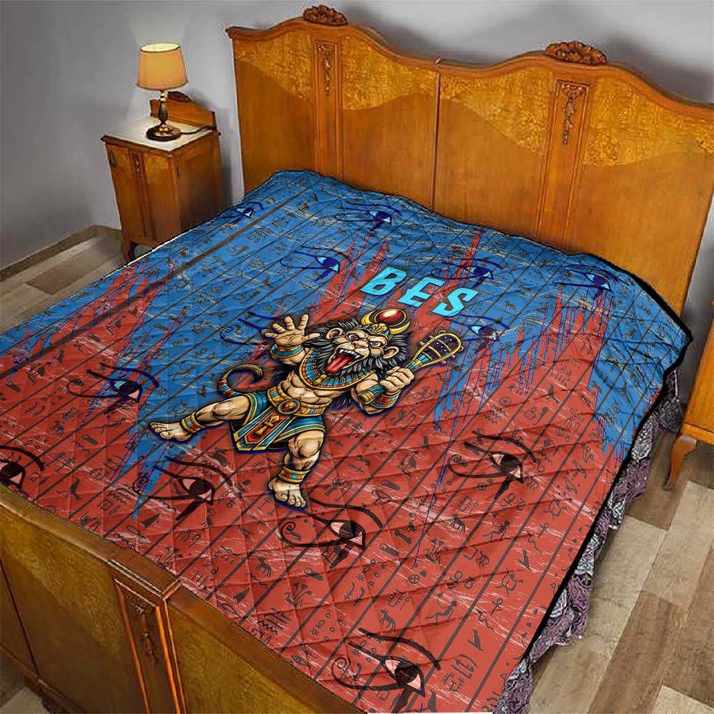 Bes Quilt Ancient Egyptian Hieroglyphs and Sacred Symbols Ancient Myth - African Pride
