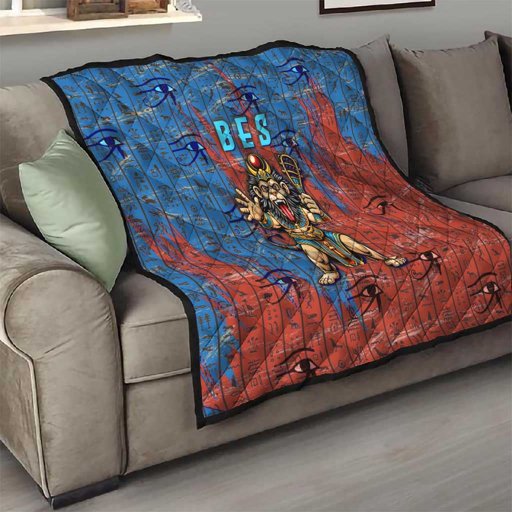 Bes Quilt Ancient Egyptian Hieroglyphs and Sacred Symbols Ancient Myth - African Pride