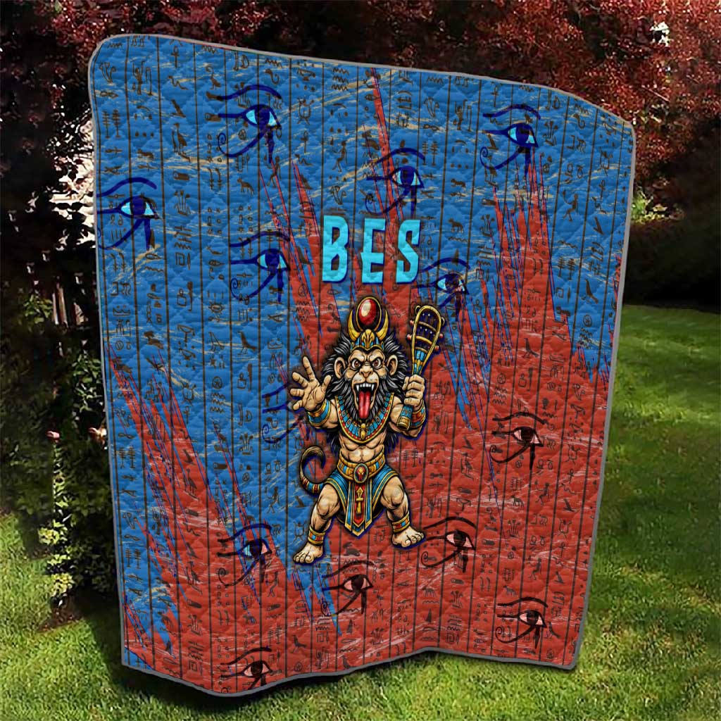 Bes Quilt Ancient Egyptian Hieroglyphs and Sacred Symbols Ancient Myth - African Pride