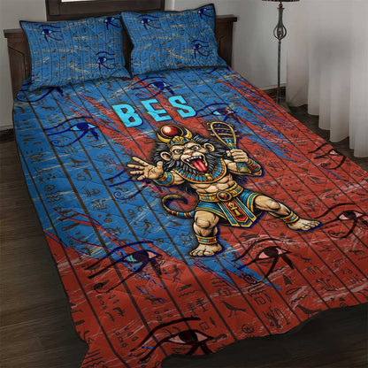 Bes Quilt Bed Set Ancient Egyptian Hieroglyphs and Sacred Symbols Ancient Myth - African Pride