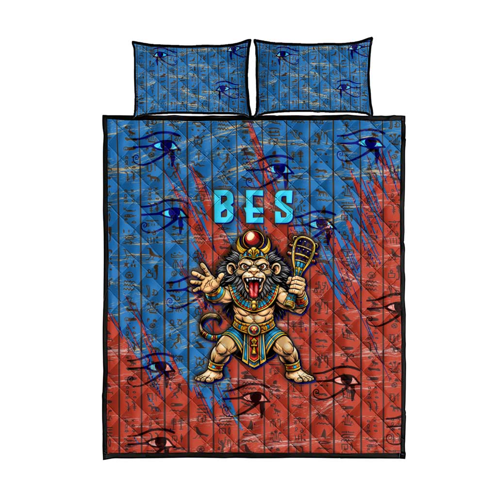 Bes Quilt Bed Set Ancient Egyptian Hieroglyphs and Sacred Symbols Ancient Myth - African Pride