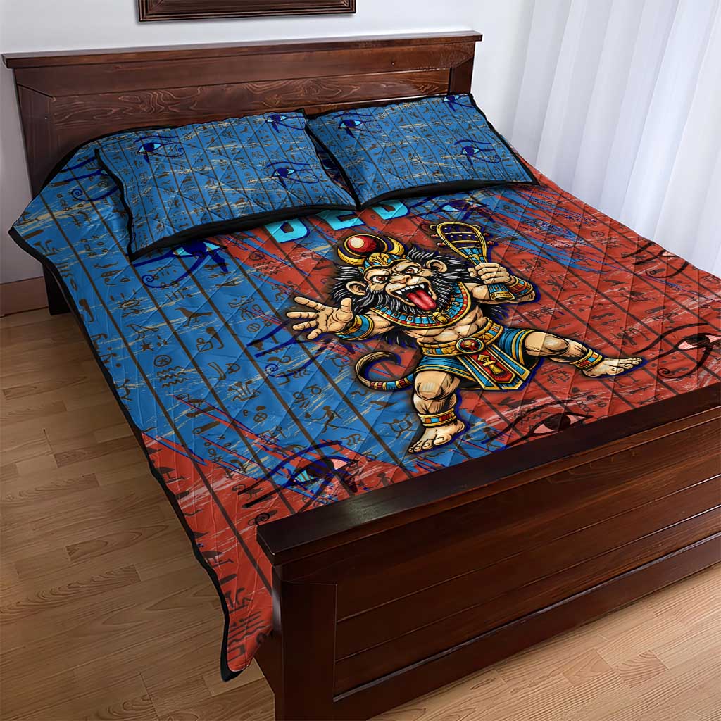 Bes Quilt Bed Set Ancient Egyptian Hieroglyphs and Sacred Symbols Ancient Myth - African Pride