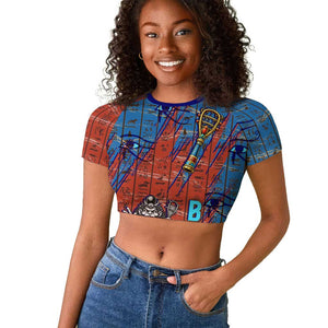 Bes Raglan Cropped T shirt Ancient Egyptian Hieroglyphs and Sacred Symbols Ancient Myth - African Pride