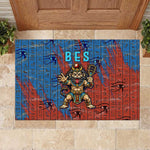 Bes Rubber Doormat Ancient Egyptian Hieroglyphs and Sacred Symbols Ancient Myth - African Pride