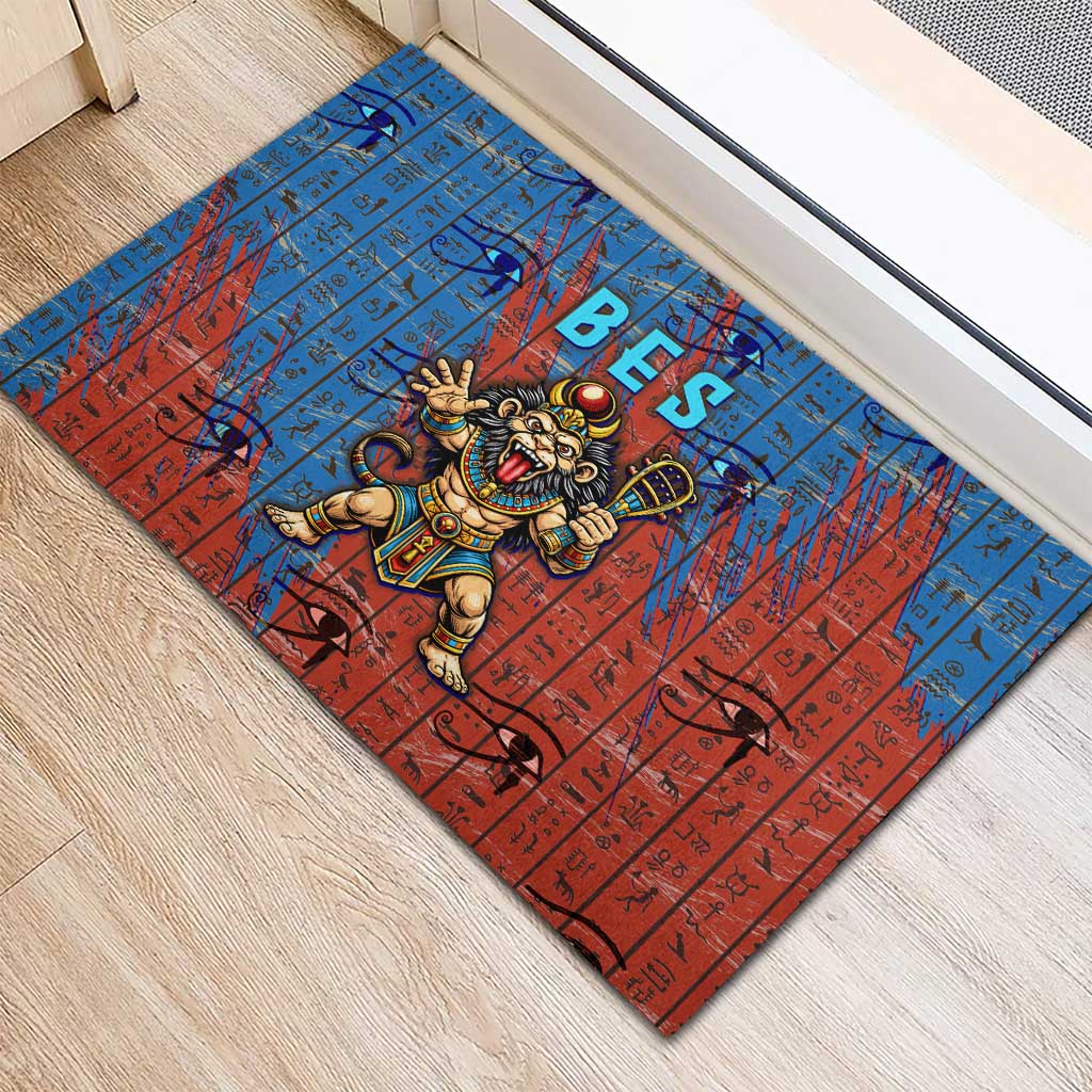 Bes Rubber Doormat Ancient Egyptian Hieroglyphs and Sacred Symbols Ancient Myth - African Pride