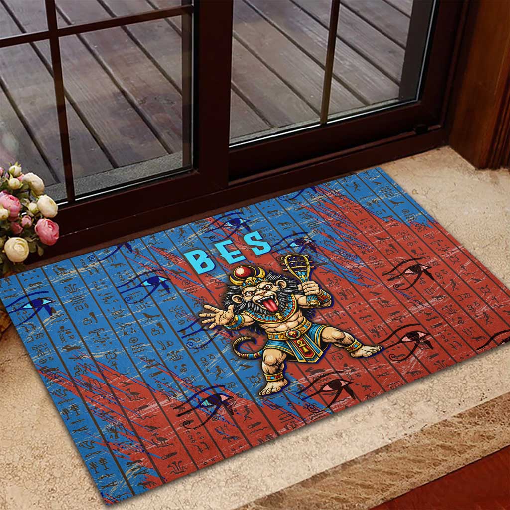 Bes Rubber Doormat Ancient Egyptian Hieroglyphs and Sacred Symbols Ancient Myth - African Pride
