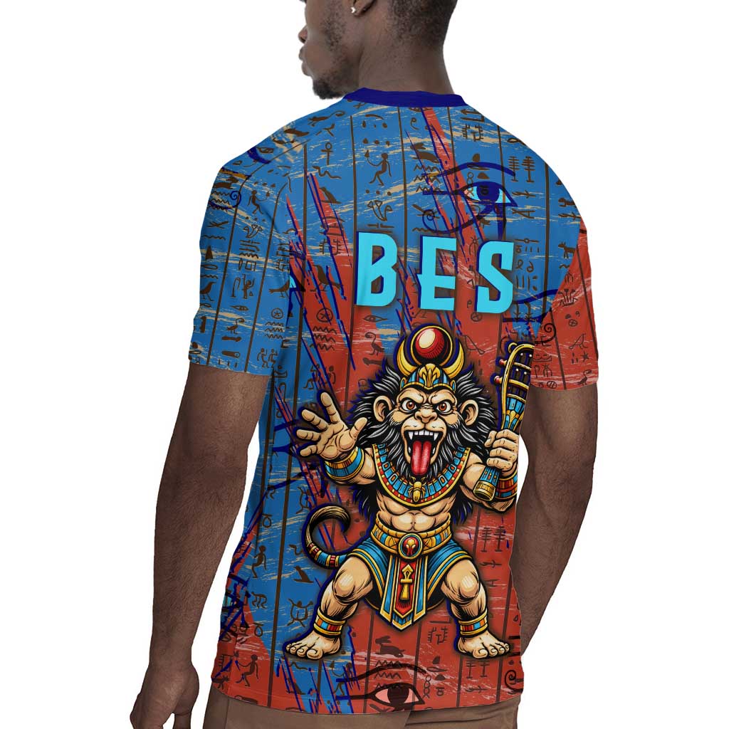 Bes Rugby Jersey Ancient Egyptian Hieroglyphs and Sacred Symbols Ancient Myth - African Pride