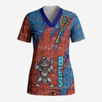 Bes Scrub Top Ancient Egyptian Hieroglyphs and Sacred Symbols Ancient Myth - African Pride