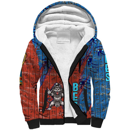 Bes Sherpa Hoodie Ancient Egyptian Hieroglyphs and Sacred Symbols Ancient Myth - African Pride
