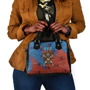 Bes Shoulder Handbag Ancient Egyptian Hieroglyphs and Sacred Symbols Ancient Myth - African Pride