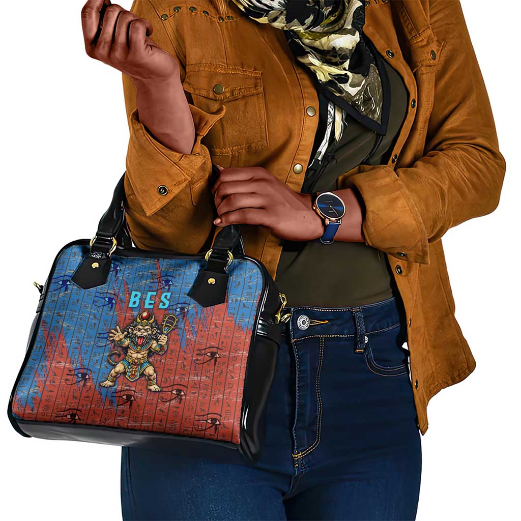 Bes Shoulder Handbag Ancient Egyptian Hieroglyphs and Sacred Symbols Ancient Myth - African Pride