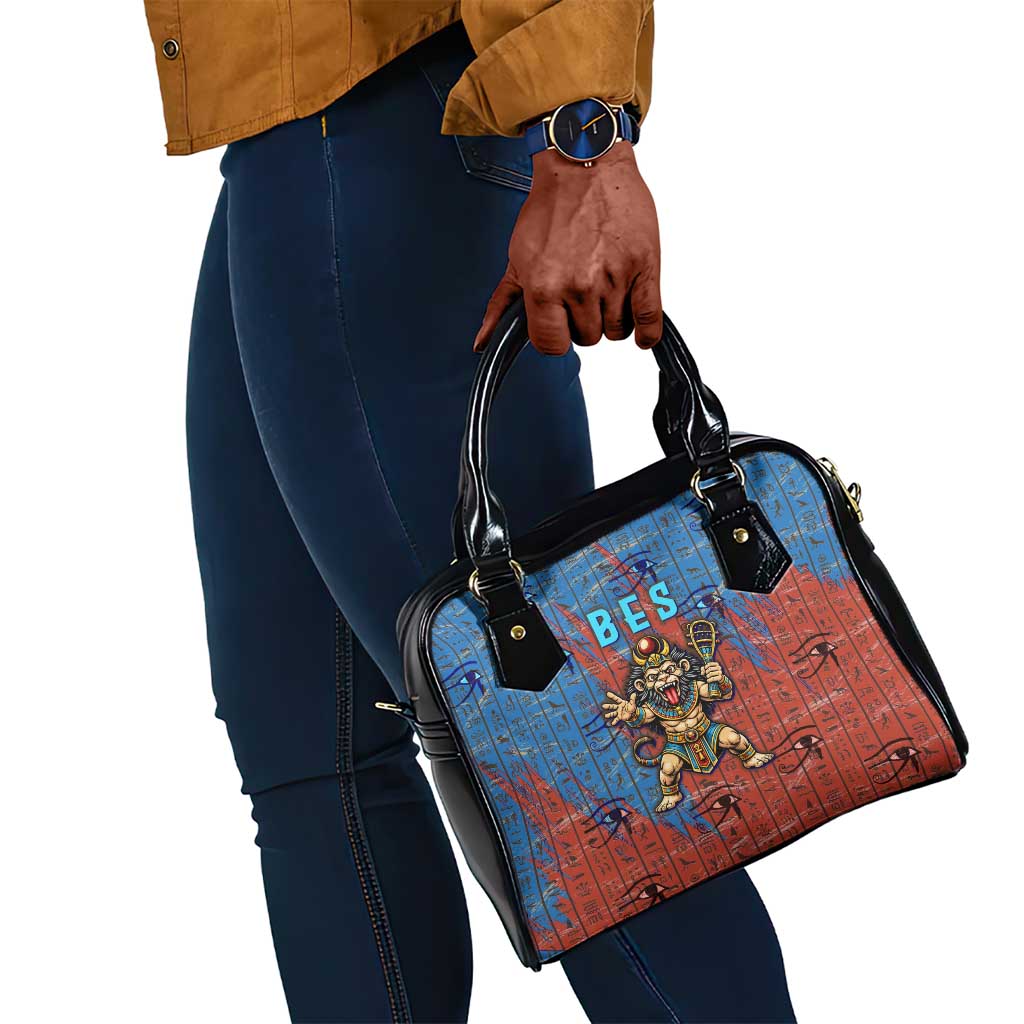 Bes Shoulder Handbag Ancient Egyptian Hieroglyphs and Sacred Symbols Ancient Myth - African Pride