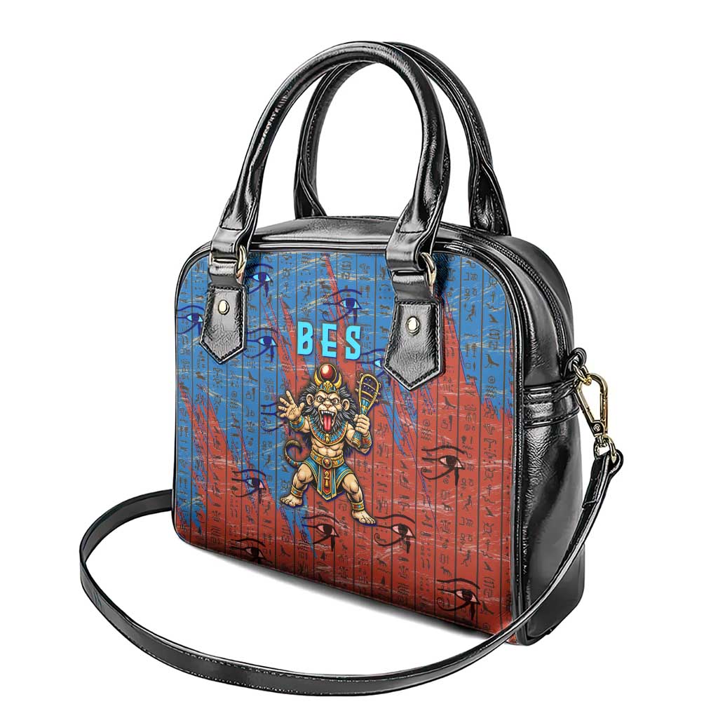 Bes Shoulder Handbag Ancient Egyptian Hieroglyphs and Sacred Symbols Ancient Myth - African Pride