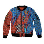 Bes Sleeve Zip Bomber Jacket Ancient Egyptian Hieroglyphs and Sacred Symbols Ancient Myth - African Pride