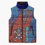 Bes Sleeveless Puffer Jacket Ancient Egyptian Hieroglyphs and Sacred Symbols Ancient Myth - African Pride