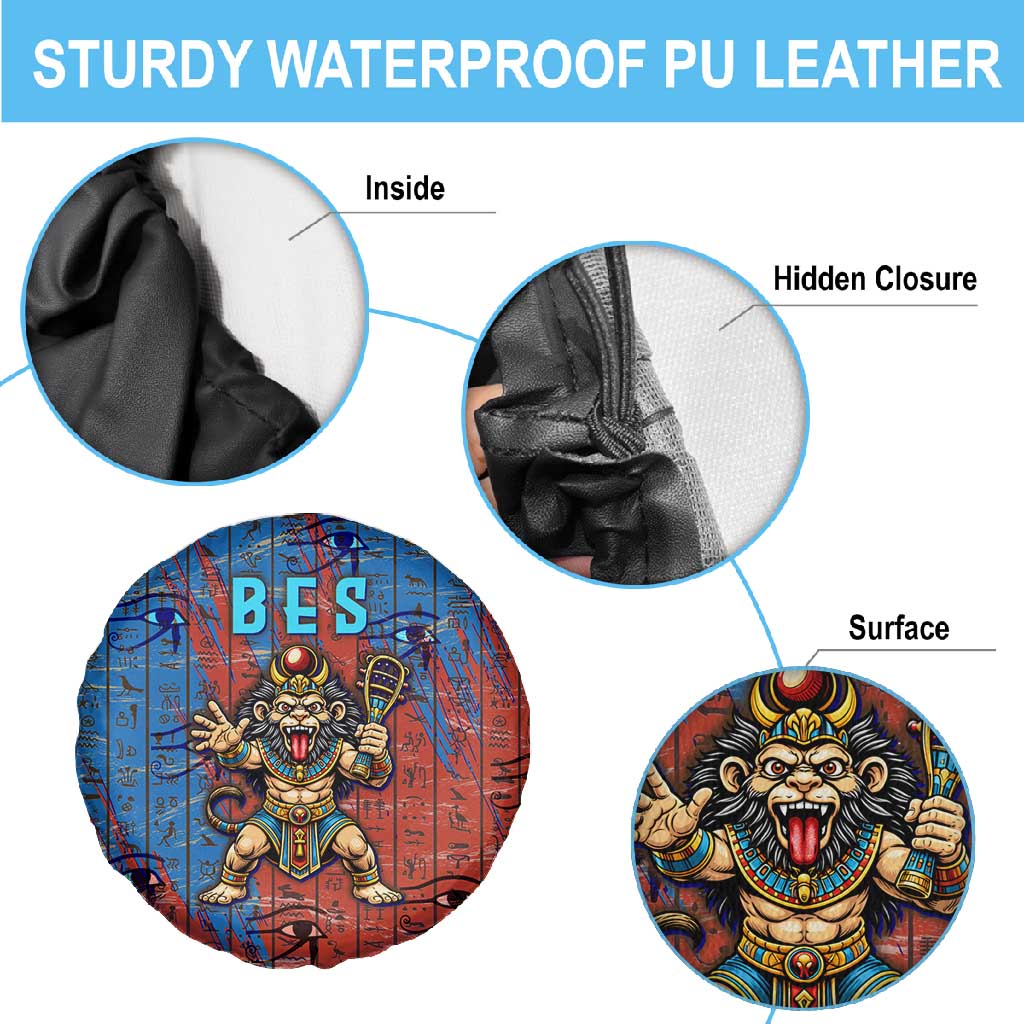 Bes Spare Tire Cover Ancient Egyptian Hieroglyphs and Sacred Symbols Ancient Myth - African Pride