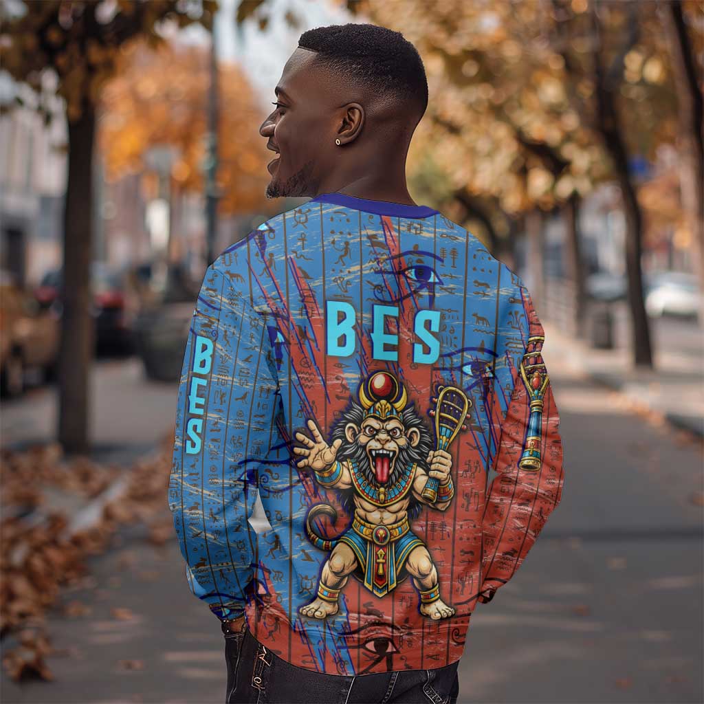 Bes Sweatshirt Ancient Egyptian Hieroglyphs and Sacred Symbols Ancient Myth - African Pride
