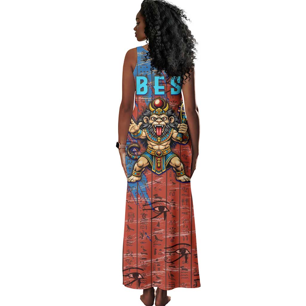 Bes Tank Maxi Dress Ancient Egyptian Hieroglyphs and Sacred Symbols Ancient Myth - African Pride