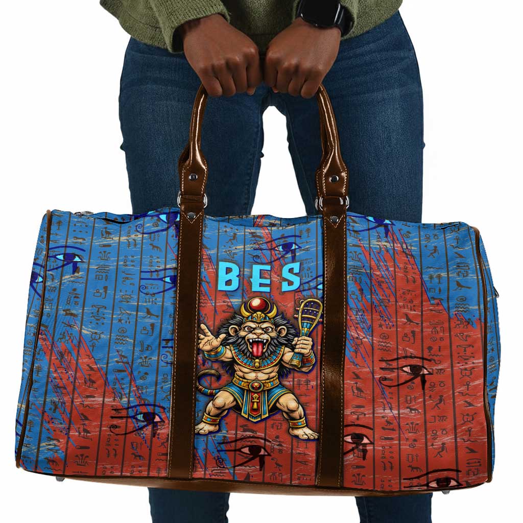 Bes Travel Bag Ancient Egyptian Hieroglyphs and Sacred Symbols Ancient Myth - African Pride