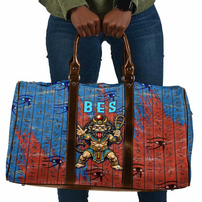 Bes Travel Bag Ancient Egyptian Hieroglyphs and Sacred Symbols Ancient Myth - African Pride