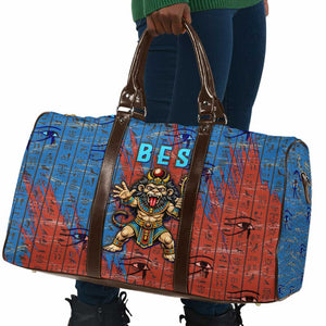Bes Travel Bag Ancient Egyptian Hieroglyphs and Sacred Symbols Ancient Myth - African Pride