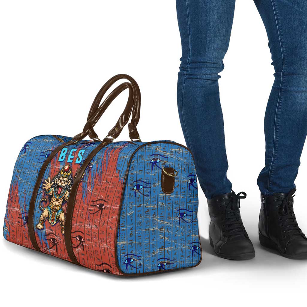 Bes Travel Bag Ancient Egyptian Hieroglyphs and Sacred Symbols Ancient Myth - African Pride