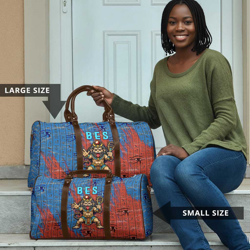 Bes Travel Bag Ancient Egyptian Hieroglyphs and Sacred Symbols Ancient Myth - African Pride