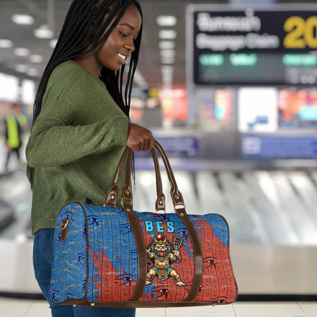 Bes Travel Bag Ancient Egyptian Hieroglyphs and Sacred Symbols Ancient Myth - African Pride